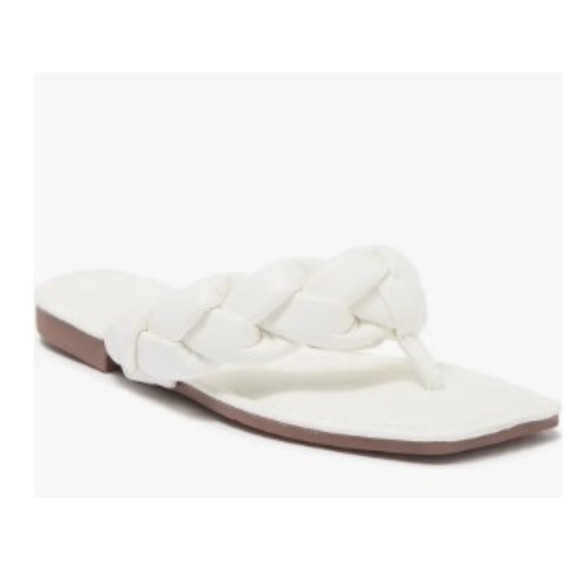 Boutique Shoes - Size 9 White Braided Thong Sandals White Flat Sandals White Mules Shoes 9M New
